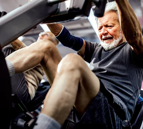 Older man working out