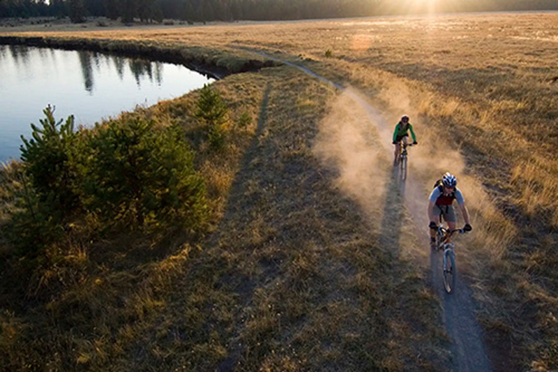 People riding bikes