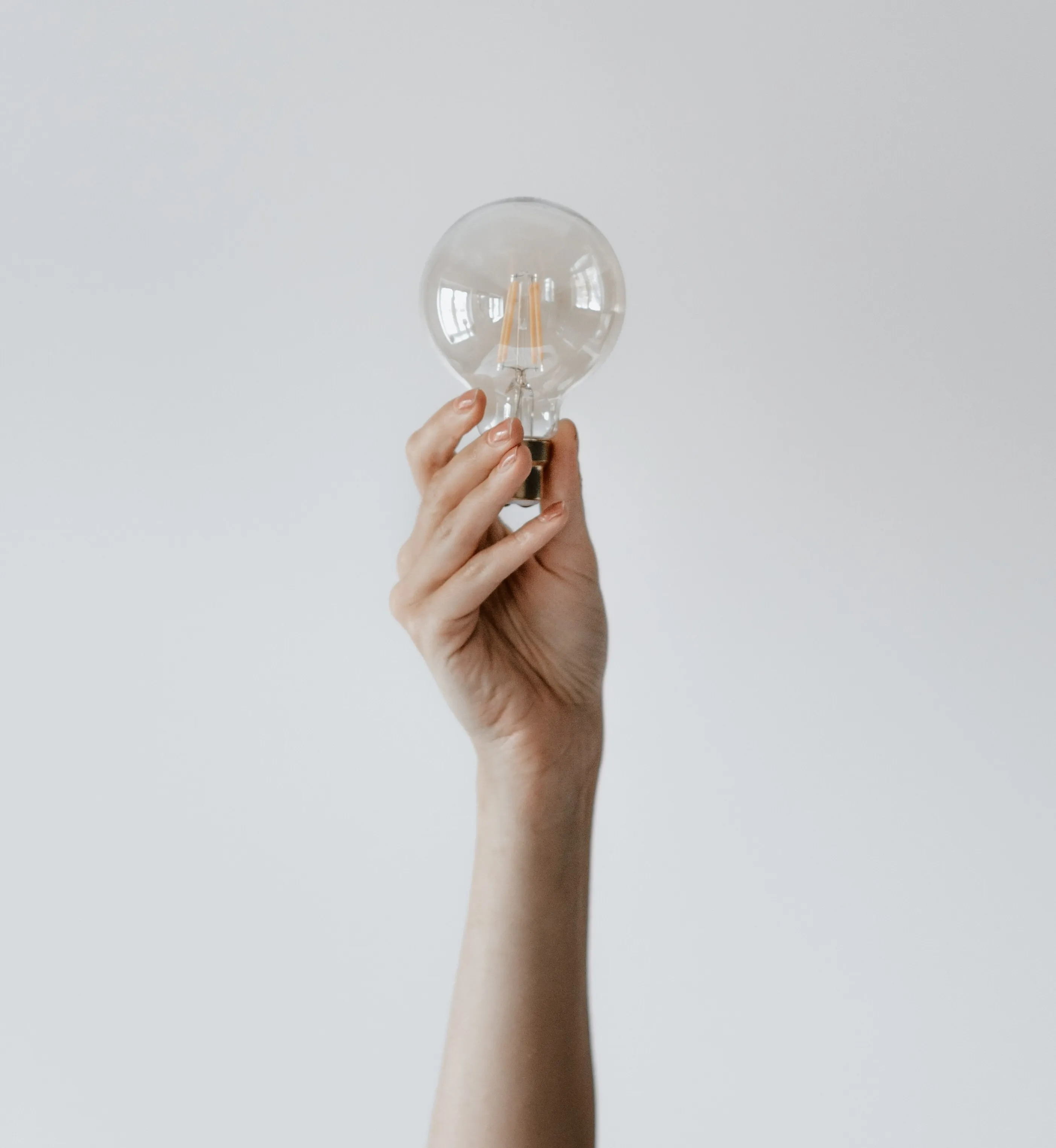 Hand holding lightbulb