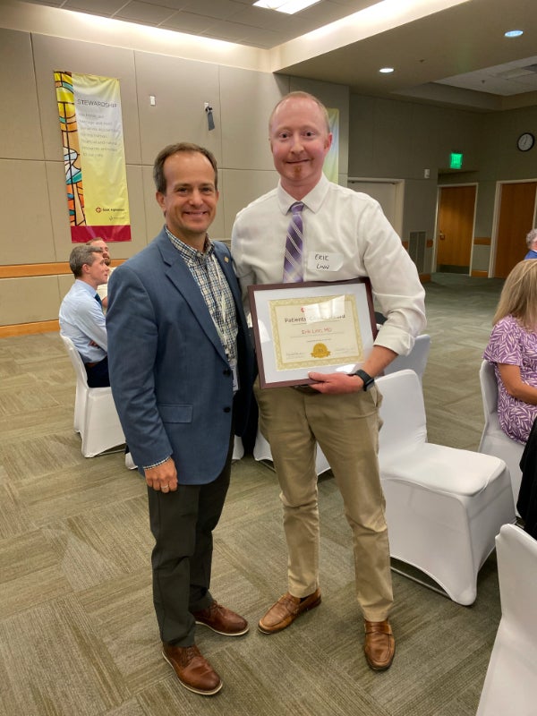 Dr. Erik Linn and David Kirk, Vice President Saint Alphonsus Medical Group.