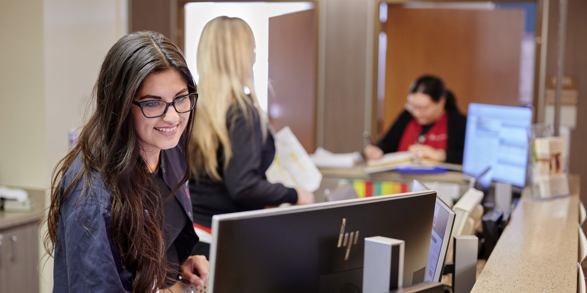 employee at computer